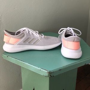 Adidas cloudfoam gray and coral running shoes